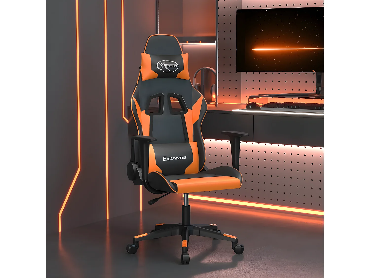 Chaise de jeu de massage Noir et orange Similicuir