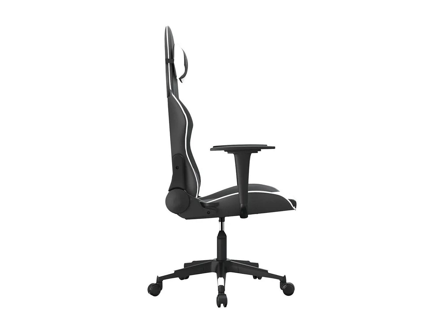 Cadeira gaming massagens couro artificial preto e branco