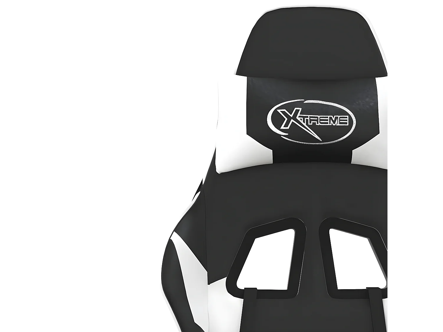 Cadeira gaming massagens couro artificial preto e branco