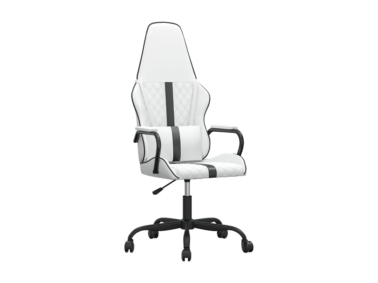 Cadeira gaming massagens couro artificial preto e branco