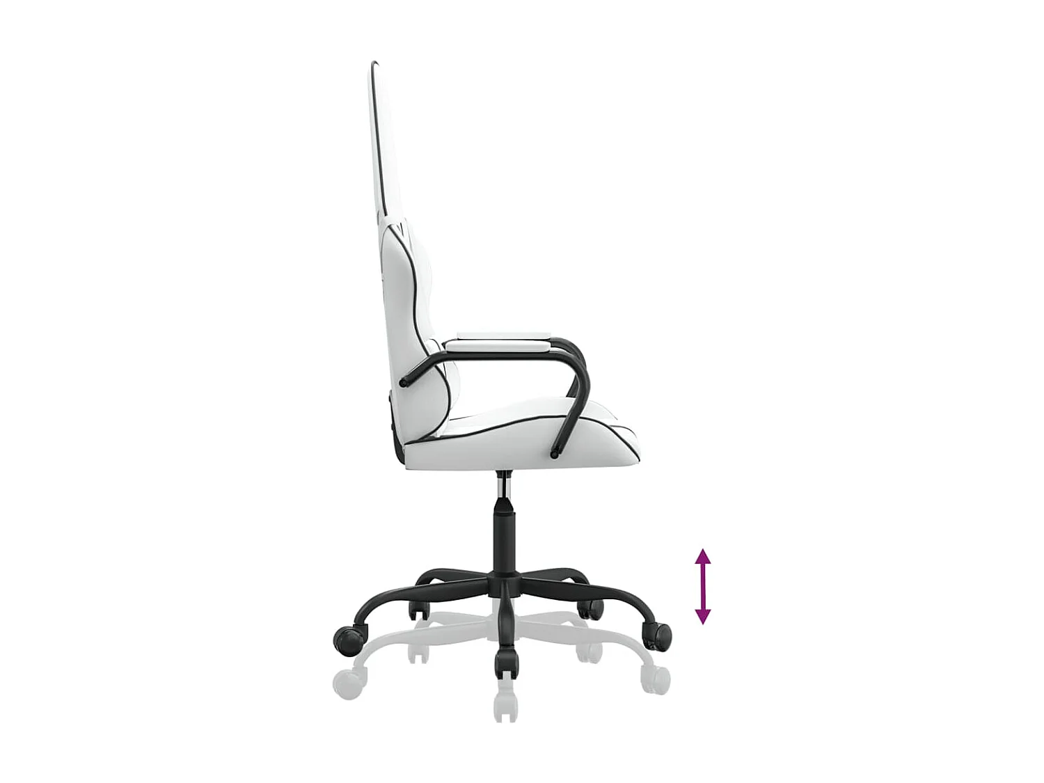 Cadeira gaming massagens couro artificial preto e branco