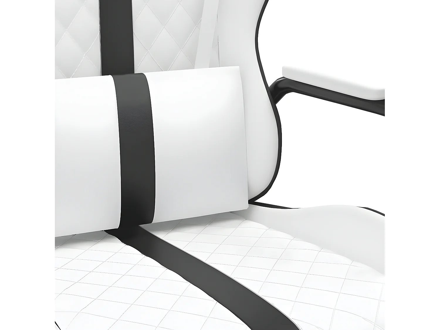 Cadeira gaming massagens couro artificial preto e branco