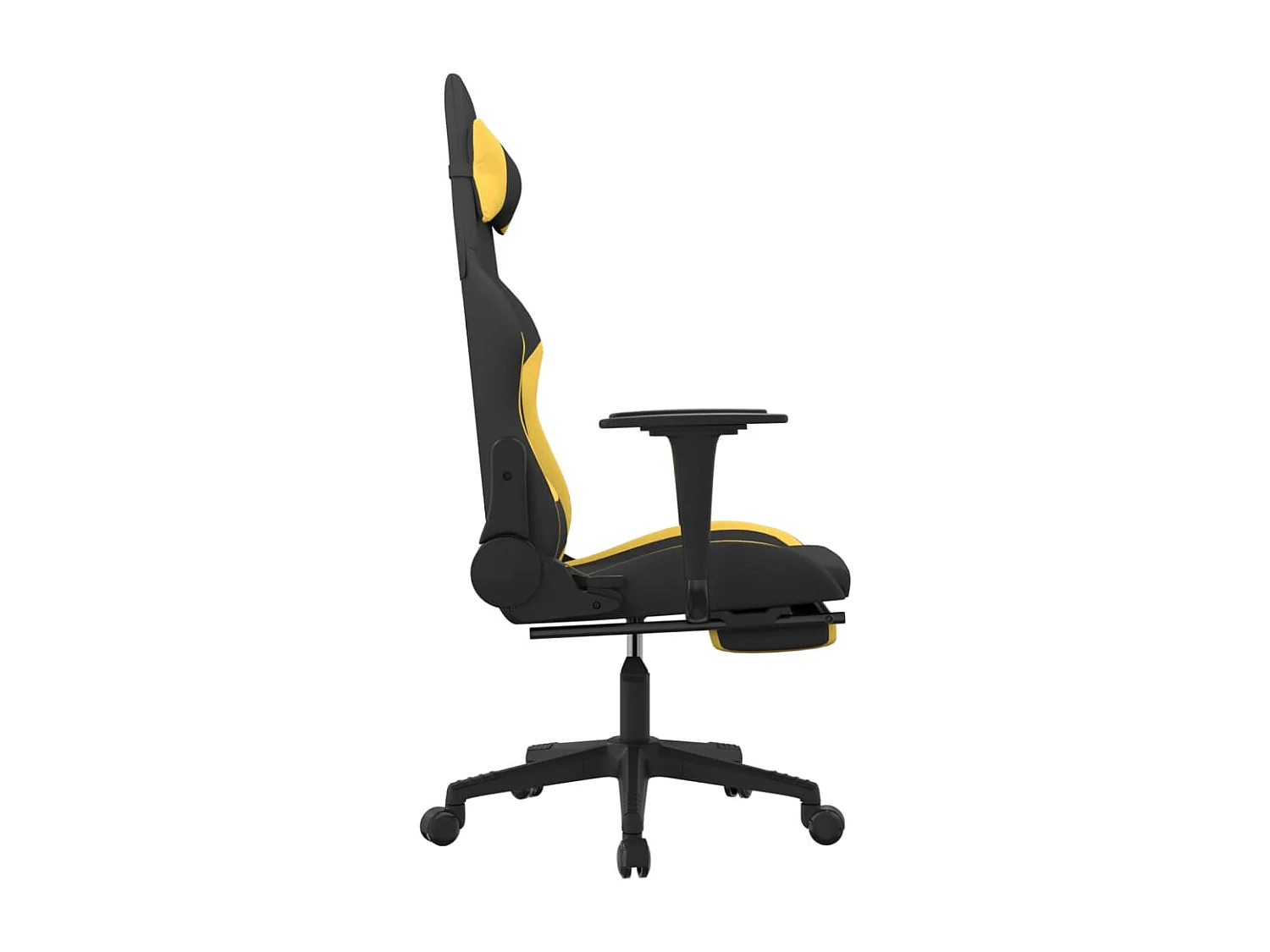 Chaise de jeu de massage avec repose-pied Noir et jaune Tissu