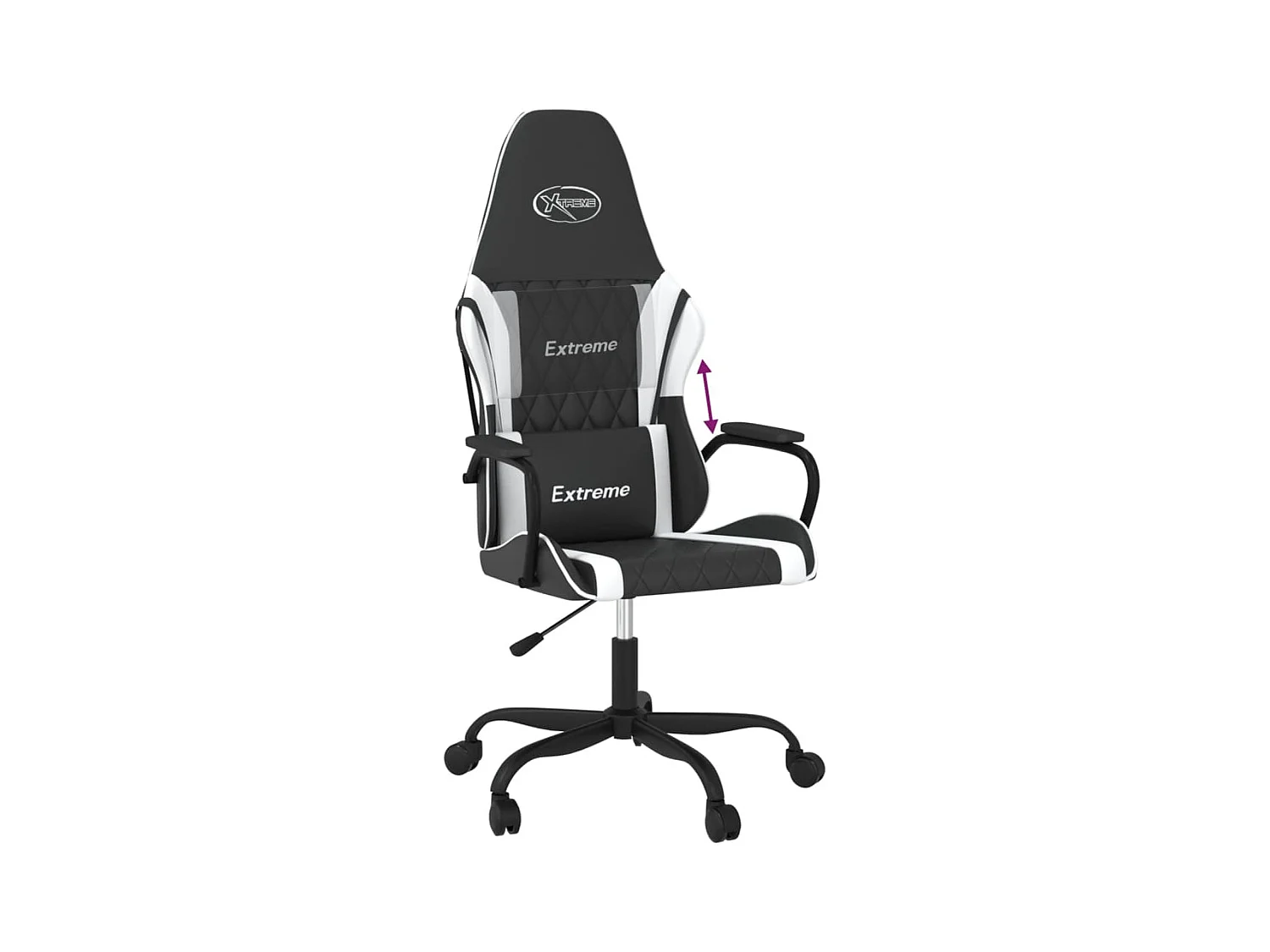 Cadeira gaming couro artificial preto e branco