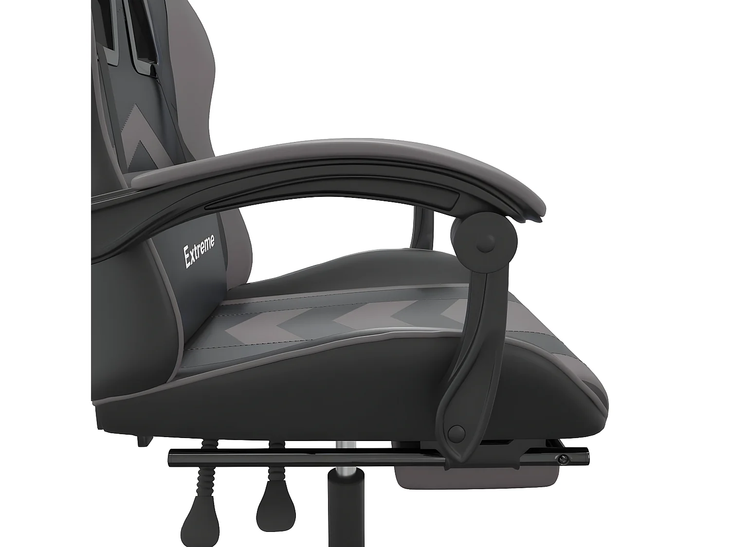 Cadeira gaming c/ apoio pés couro artificial preto e cinza