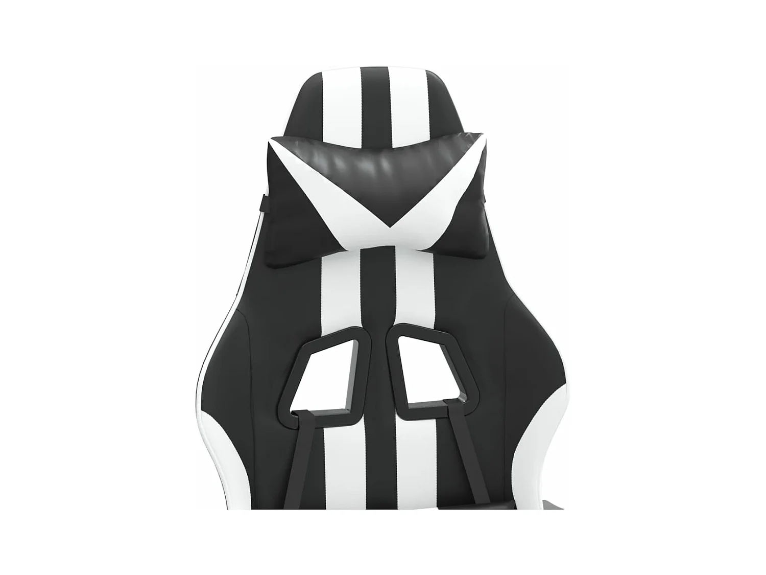 Cadeira gaming giratória c/ apoio pés couro artif. preto/branco