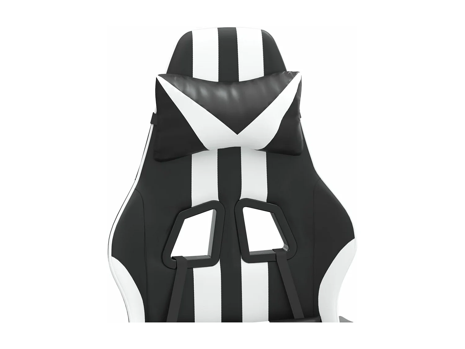 Cadeira gaming giratória c/ apoio pés couro artif. preto/branco