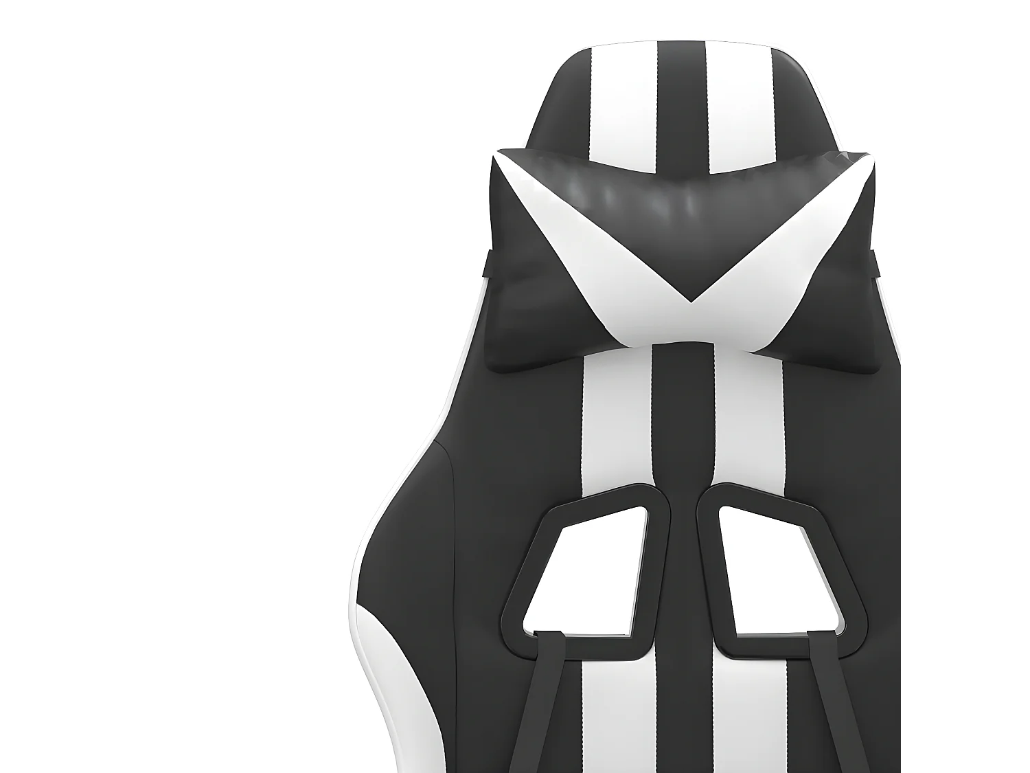 Cadeira gaming giratória c/ apoio pés couro artif. preto/branco