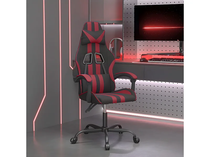 Chaise de jeu pivotante Noir et rouge bordeaux Similicuir