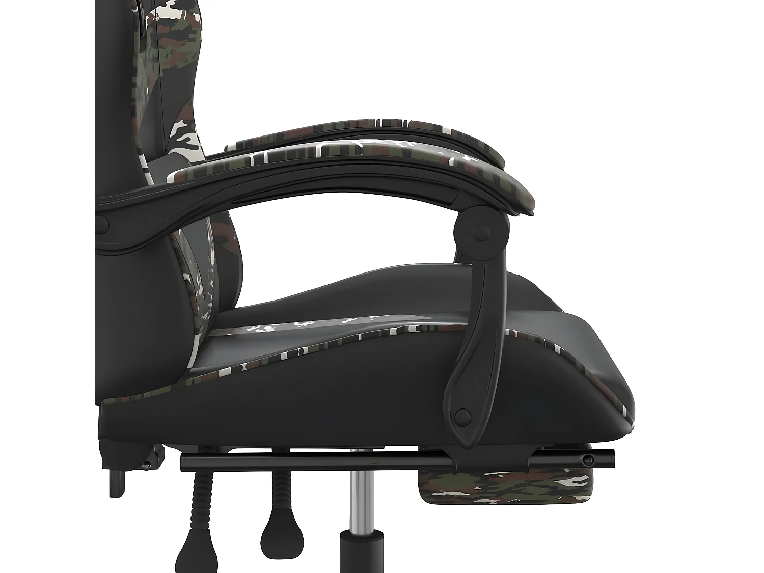 Cadeira gaming c/ apoio pés couro artificial preto e camuflado