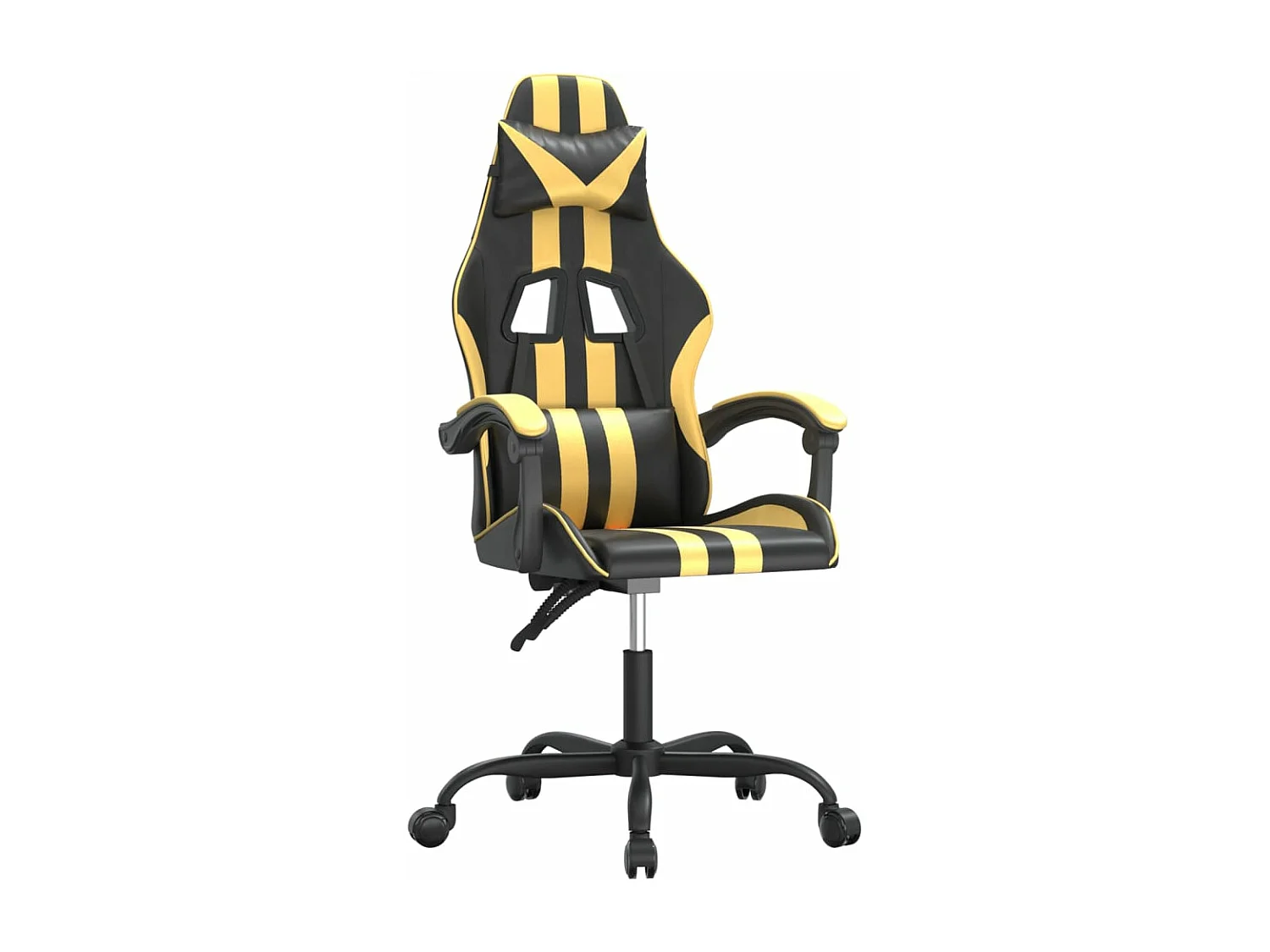 Silla gaming cuero sintético negro y dorado