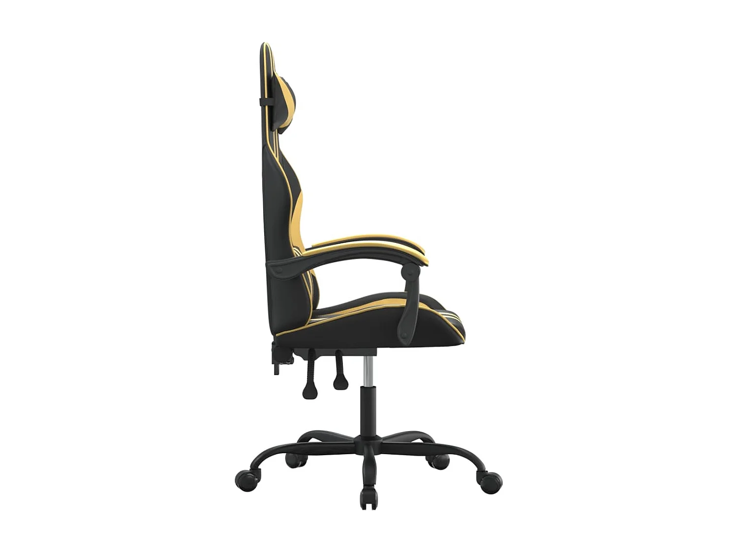 Silla gaming cuero sintético negro y dorado