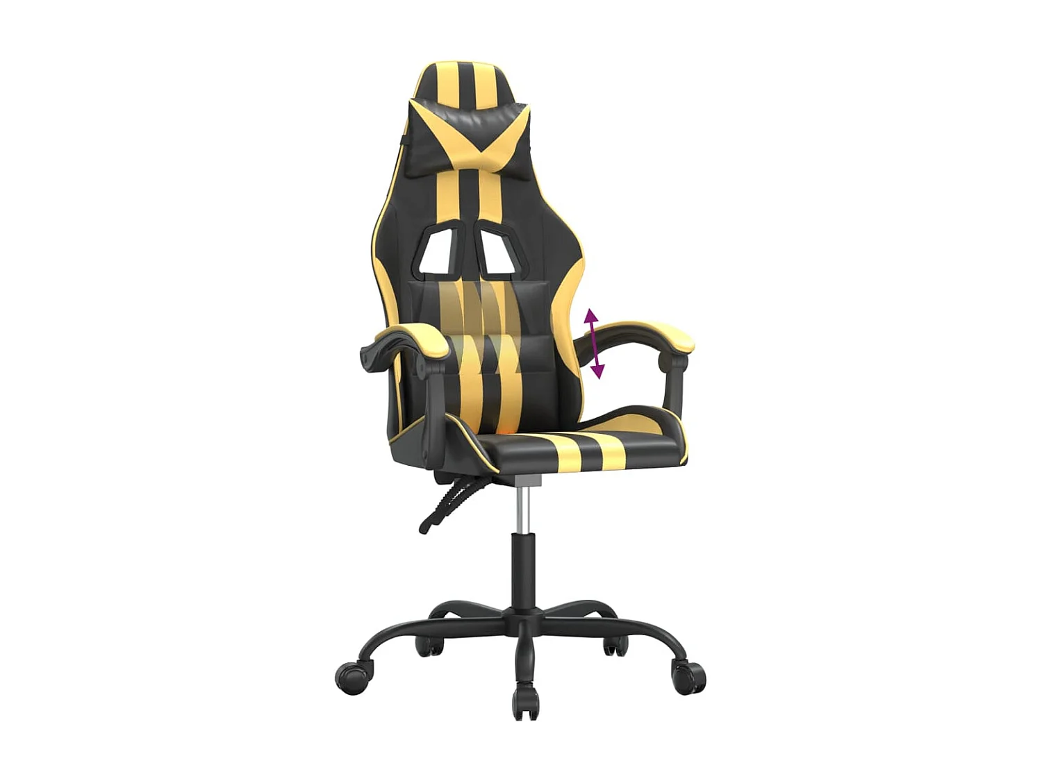 Silla gaming cuero sintético negro y dorado