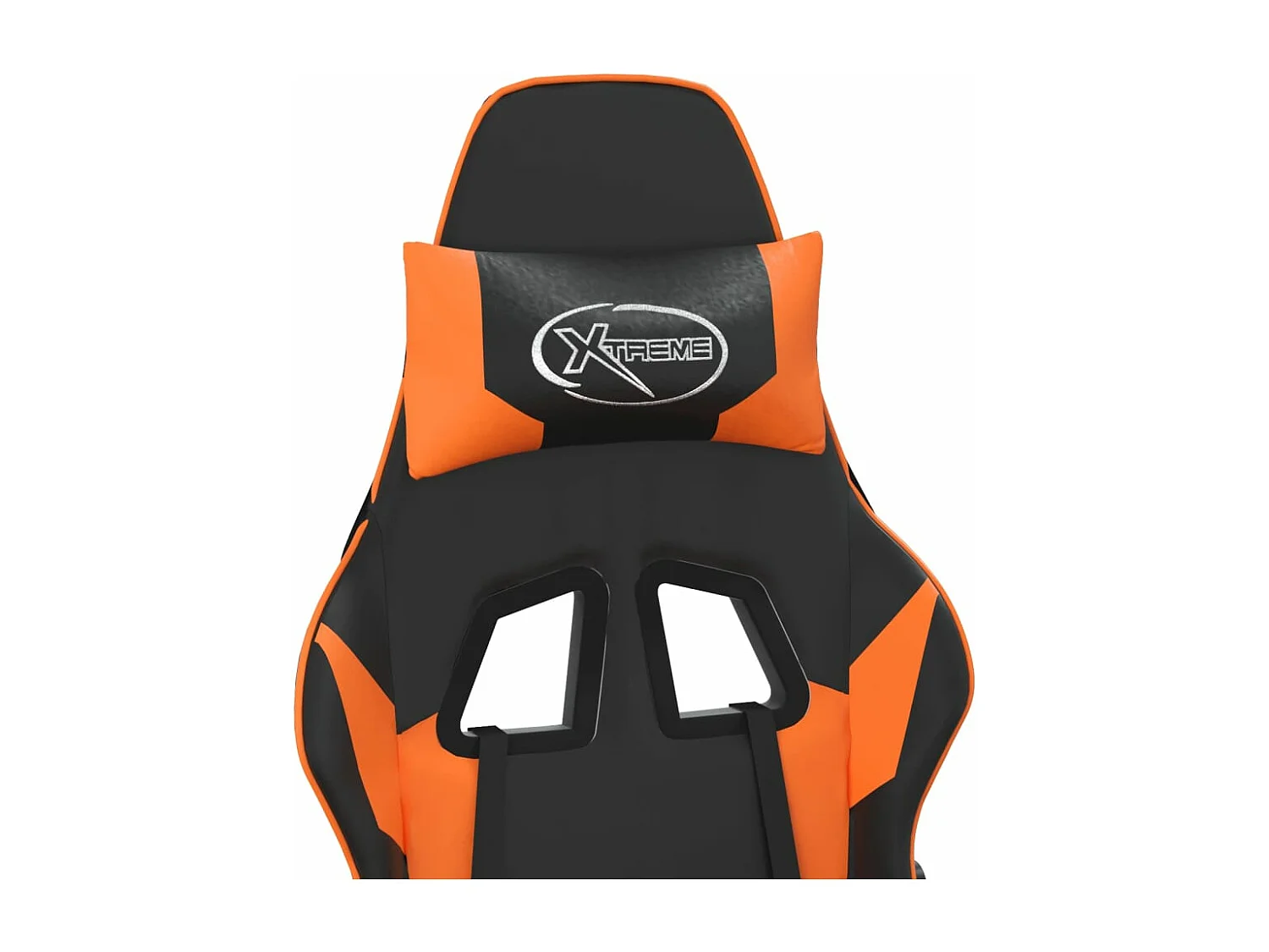 Silla gaming con reposapiés cuero sintético negro naranja