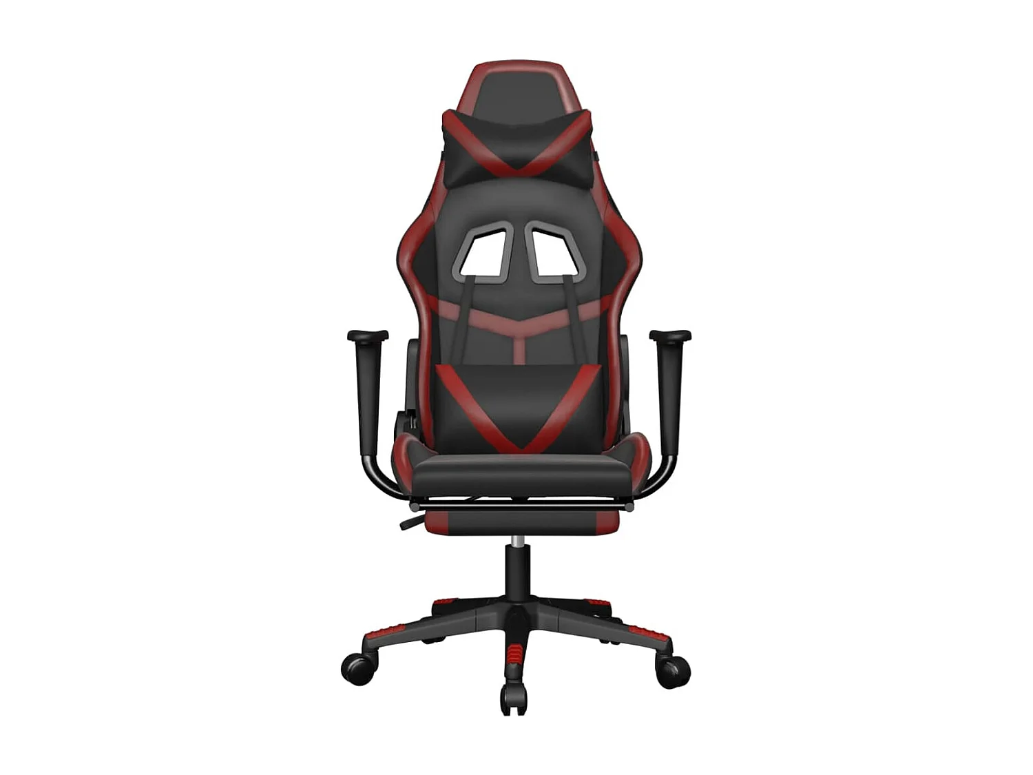 Chaise de jeu avec repose-pied Noir/rouge bordeaux Similicuir