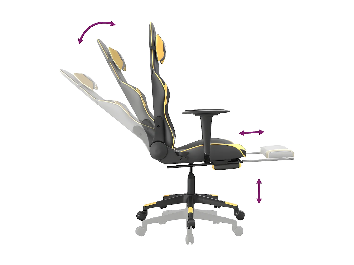 Chaise de jeu de massage et repose-pied Noir doré Similicuir