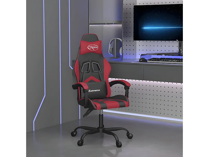 Cadeira gaming couro artificial preto e vermelho tinto