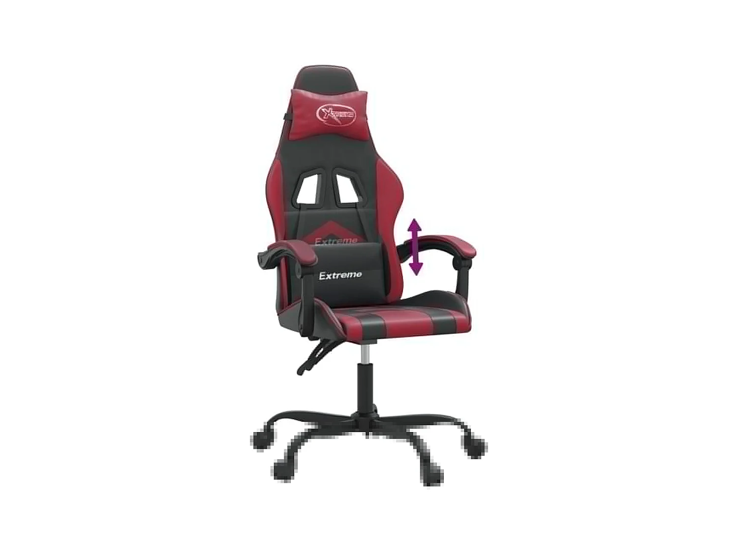 Cadeira gaming couro artificial preto e vermelho tinto