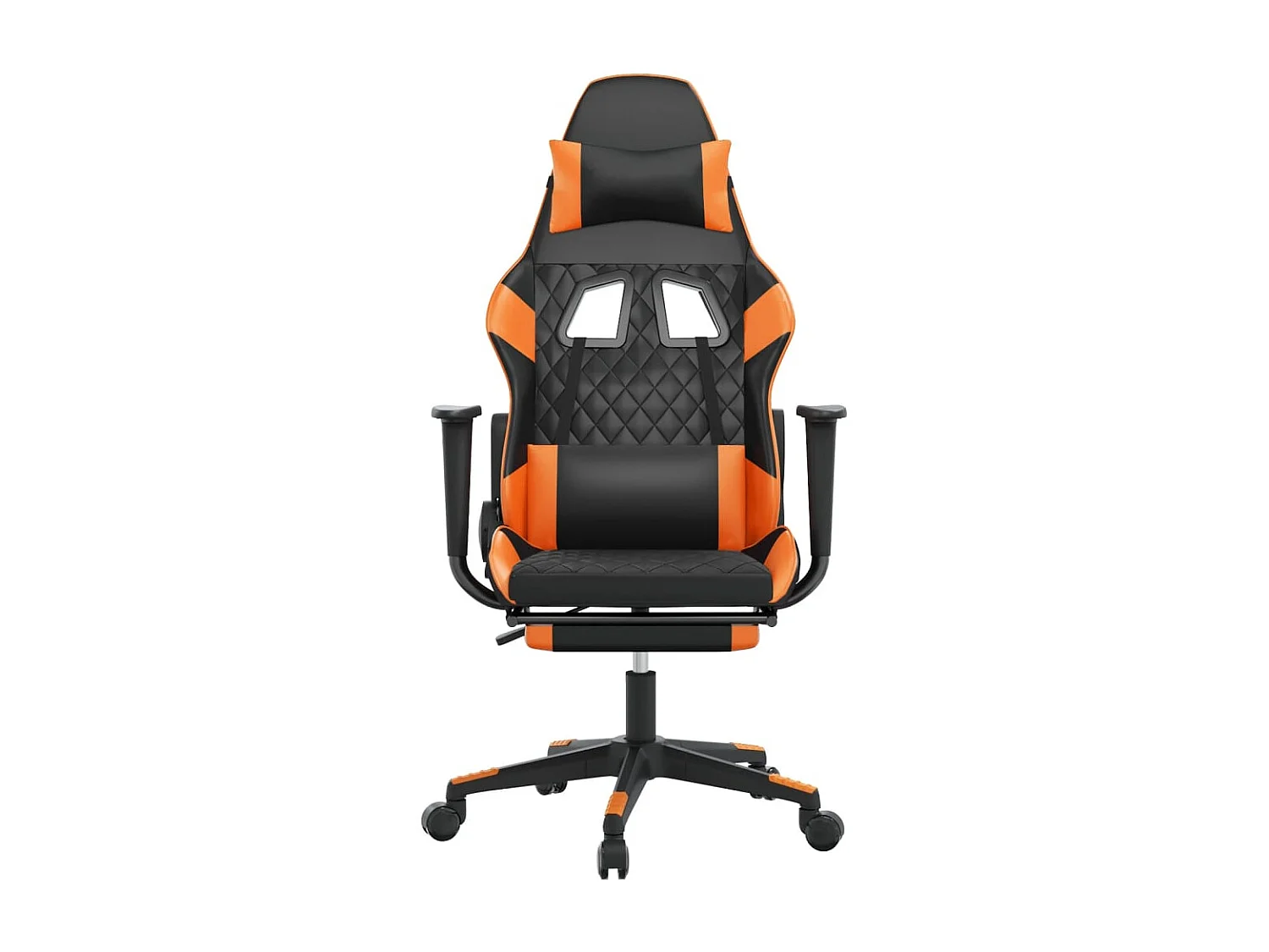 Chaise de jeu avec repose-pied Noir et orange Similicuir
