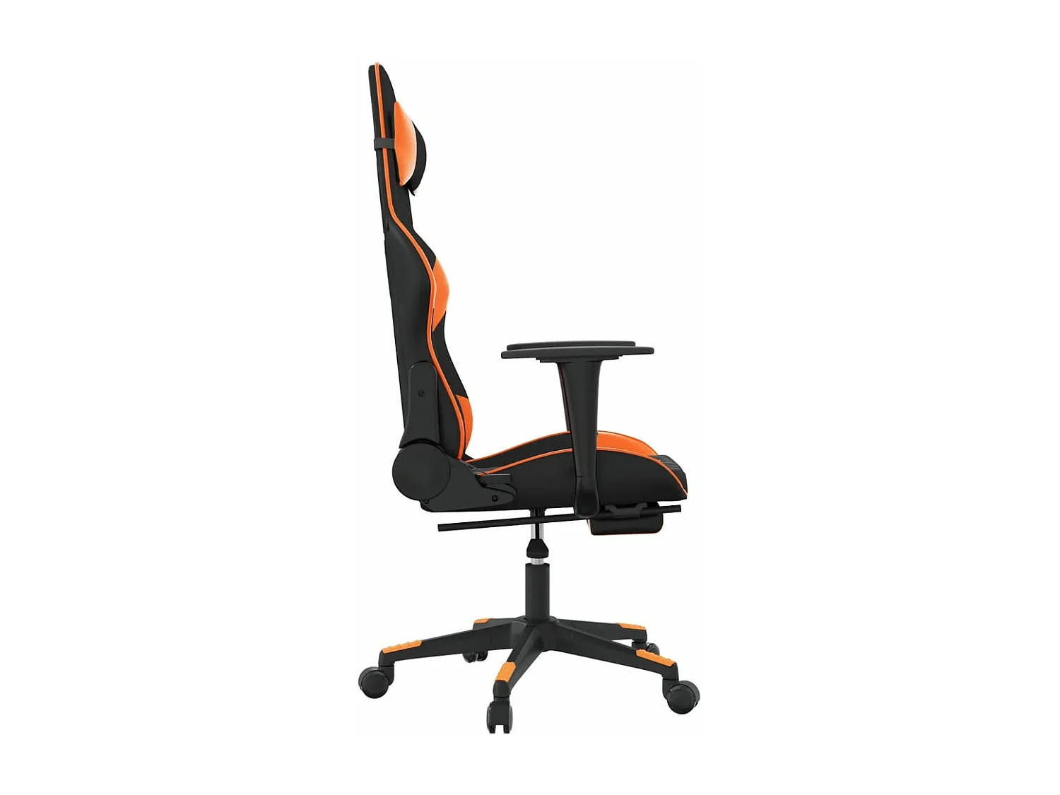Chaise de jeu avec repose-pied Noir et orange Similicuir