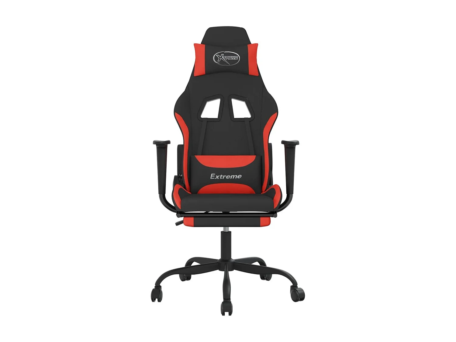 Silla gaming con reposapiés tela negro y rojo
