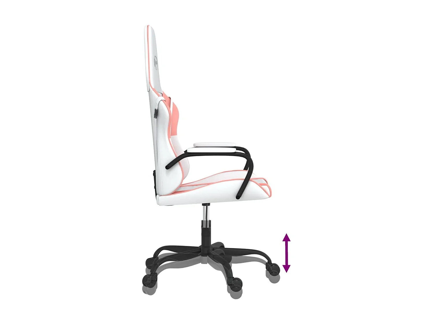 Silla gaming de masaje cuero sintético blanco y rosa