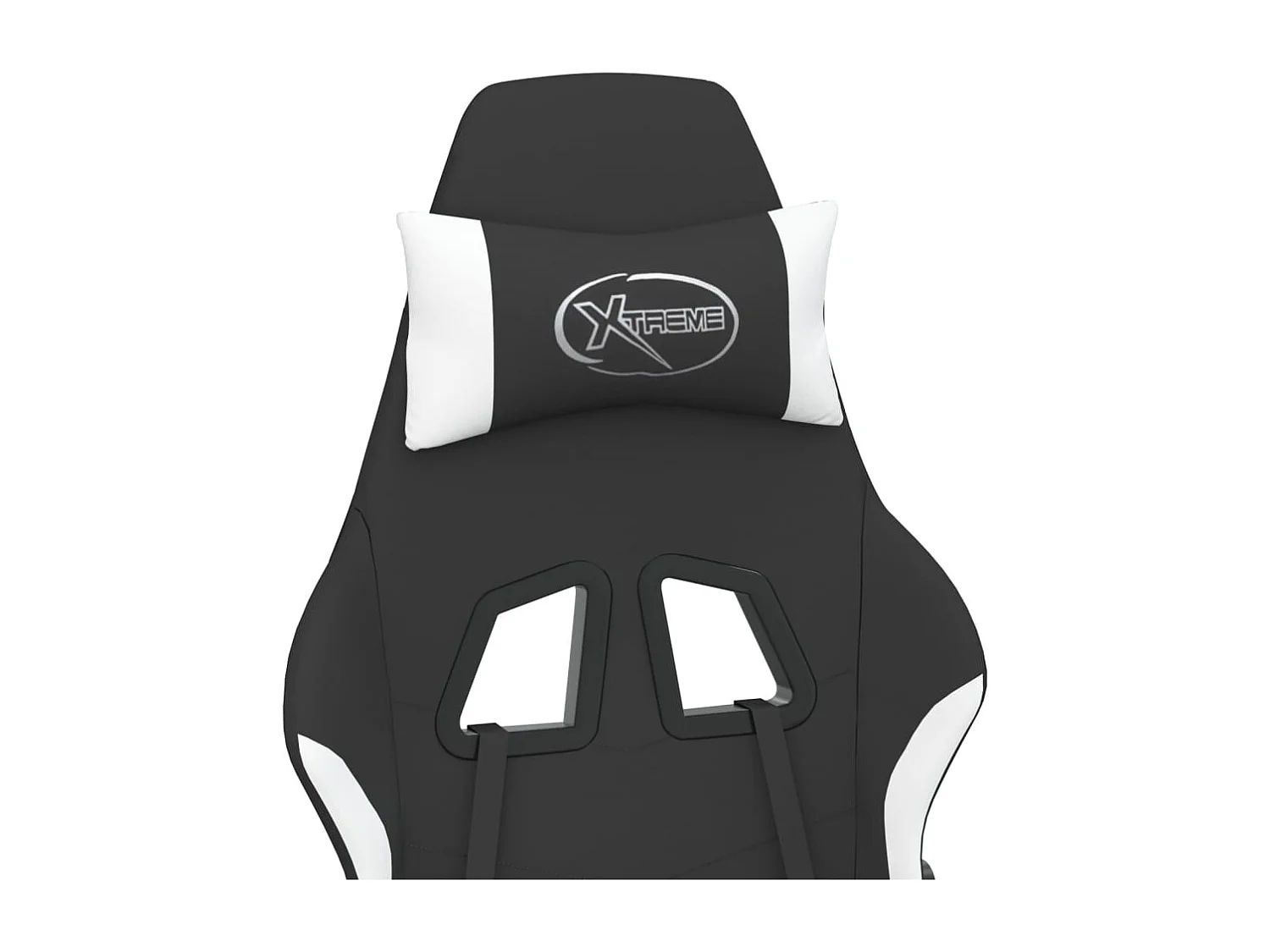 Cadeira de gaming com apoio de pés tecido preto e branco