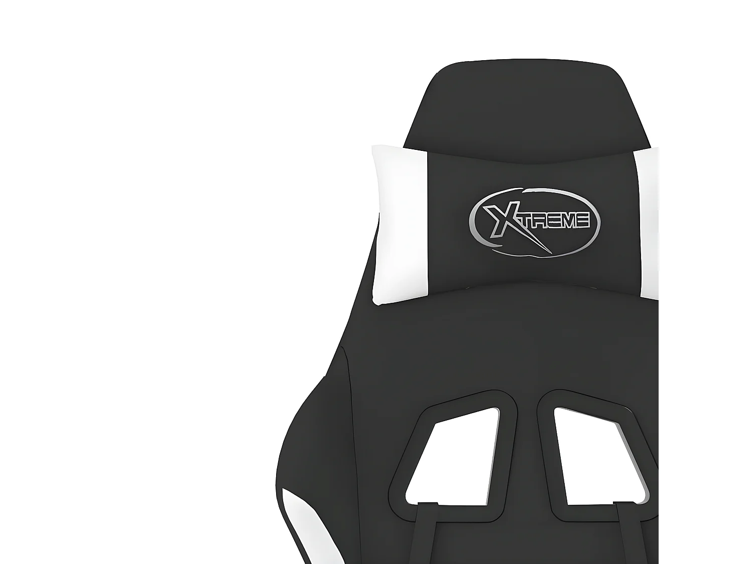 Chaise de jeu de massage avec repose-pied Noir et blanc Tissu