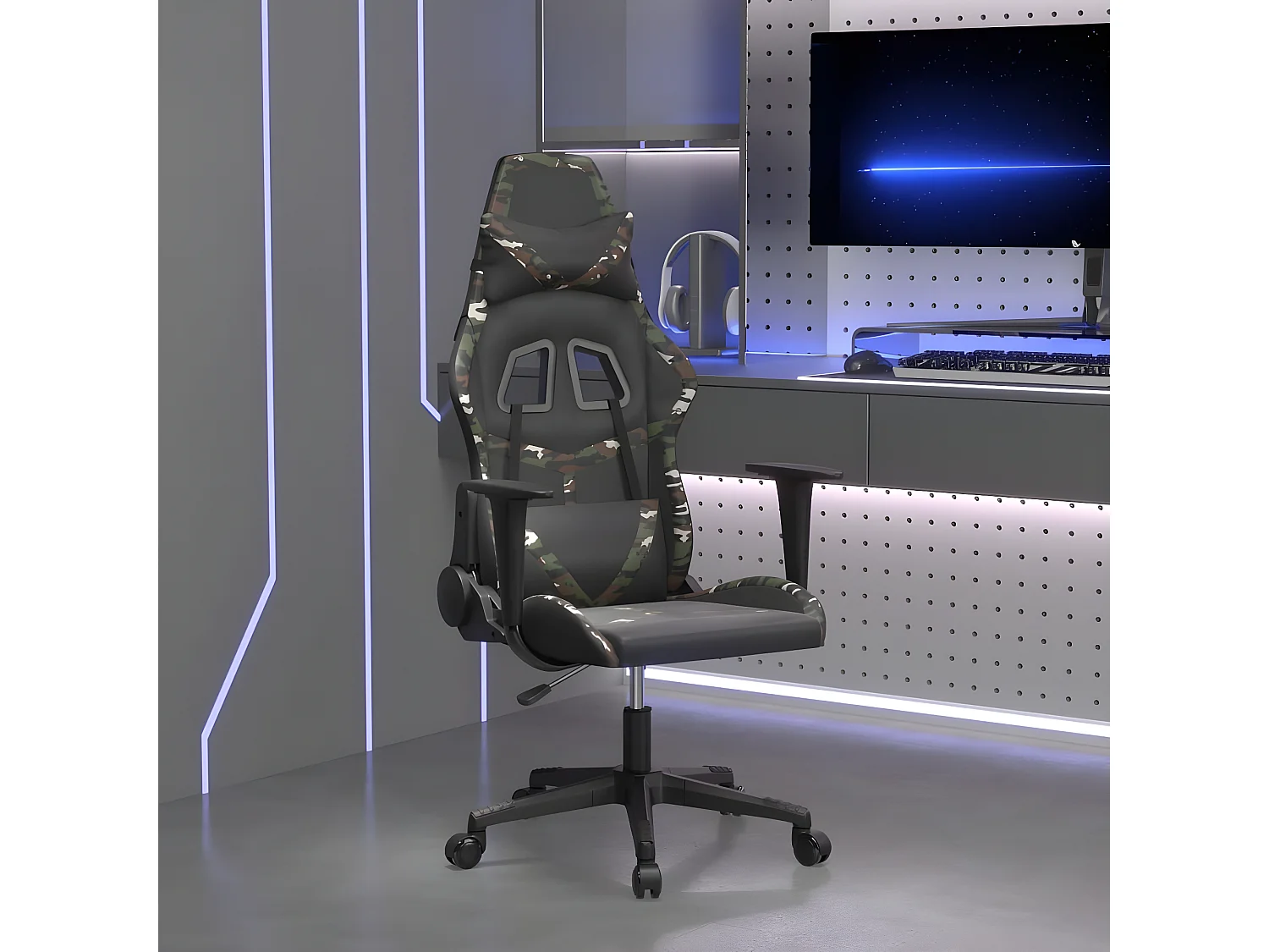 piezas Silla gaming cuero sintético negro y camuflaje