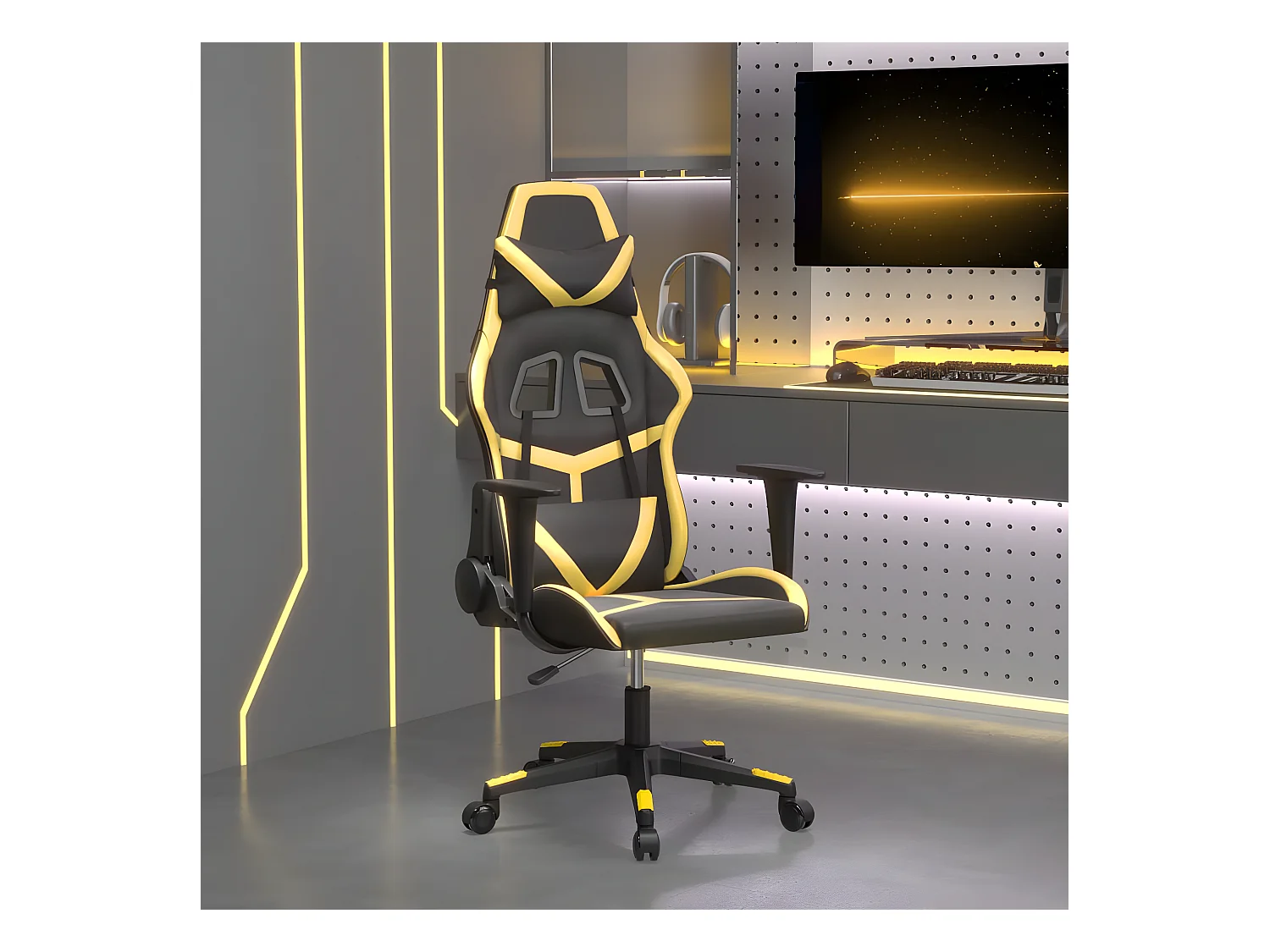 Chaise de jeu Noir et doré Similicuir