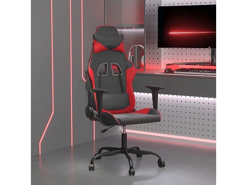 Cadeira gaming couro artificial preto e vermelho