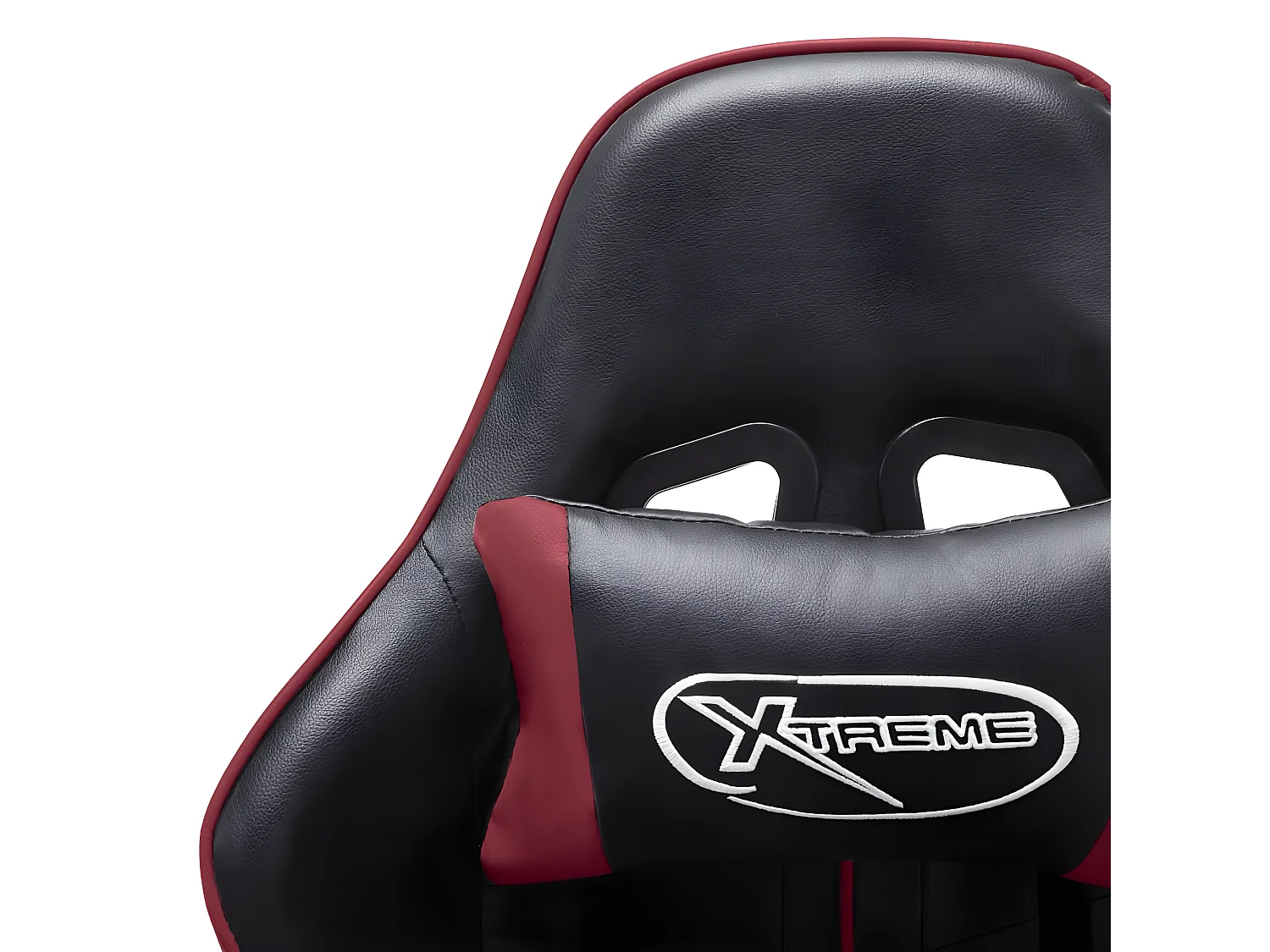 Silla de gaming reposapiés cuero sintético negro y rojo tinto