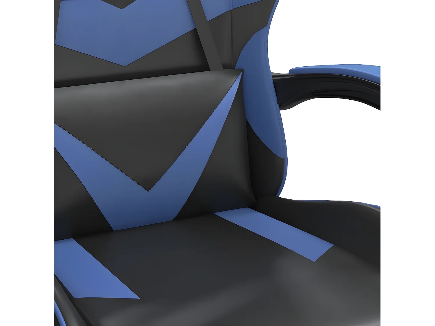 Cadeira gaming giratória c/ apoio pés couro artif. preto/azul