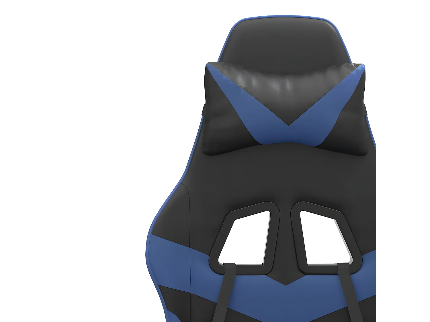 Cadeira gaming giratória c/ apoio pés couro artif. preto/azul