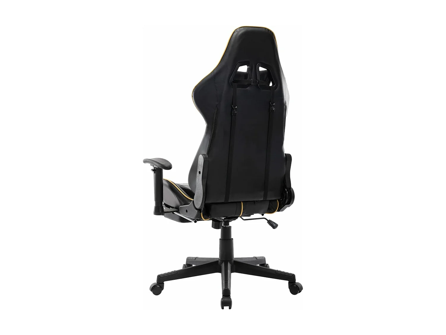 Silla de gaming con reposapiés cuero sintético negro y dorado