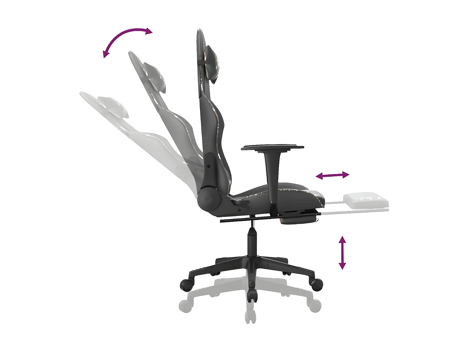 Chaise de jeu de massage repose-pied Noir camouflage Similicuir