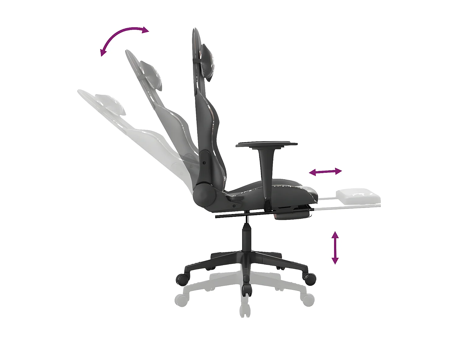 Chaise de jeu avec repose-pied Noir et camouflage Similicuir