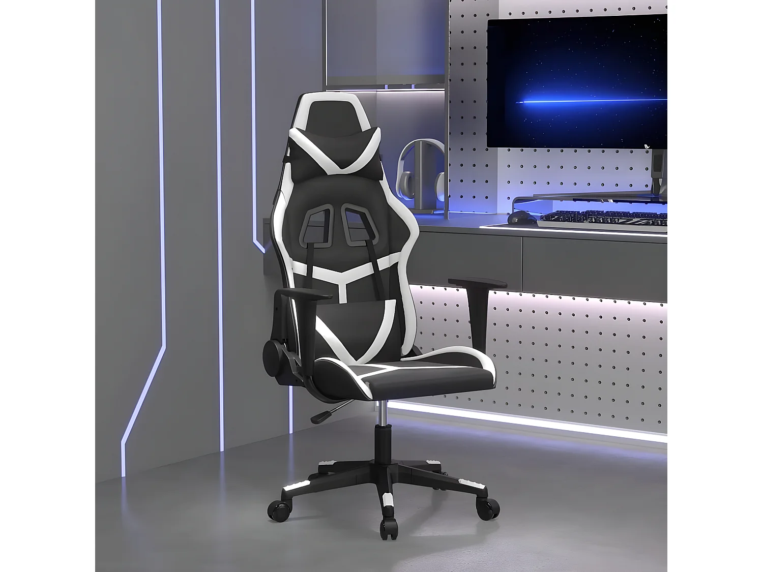 Chaise de jeu de massage Noir et blanc Similicuir