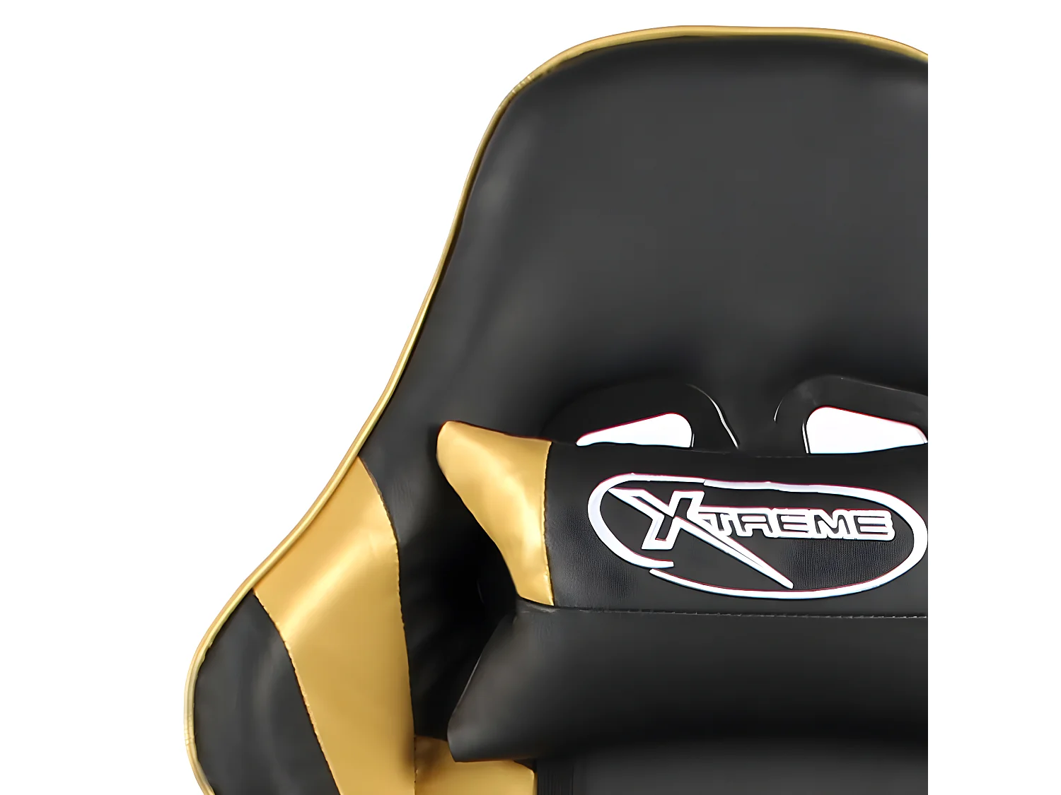 Cadeira de gaming giratória com apoio de pés PVC dourado