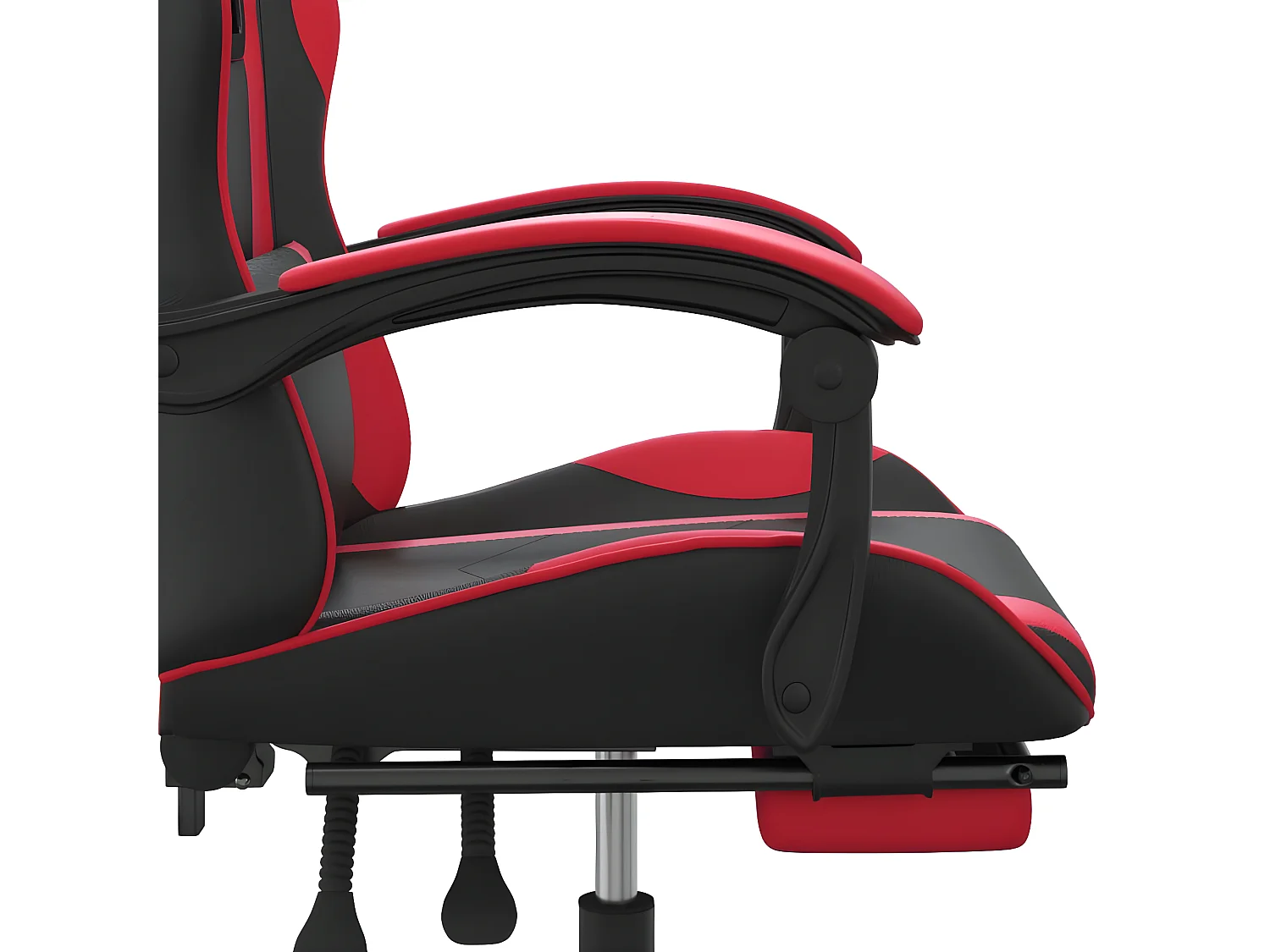 Cadeira gaming c/ apoio pés couro artificial preto e vermelho