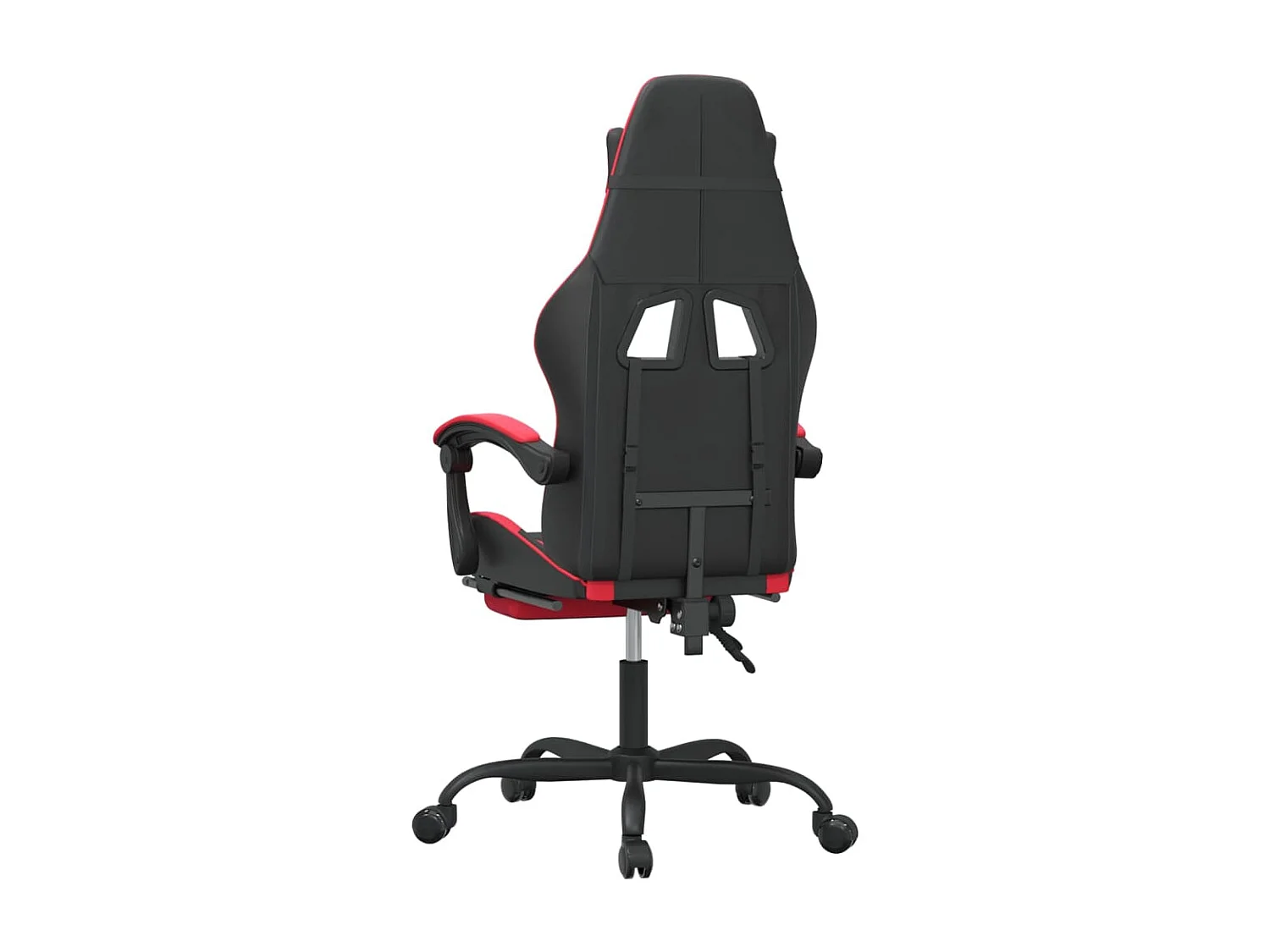 Silla gaming con reposapiés cuero sintético negro rojo