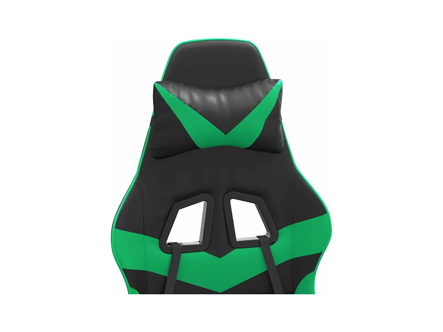 Cadeira gaming giratória c/ apoio pés couro artif. preto/verde