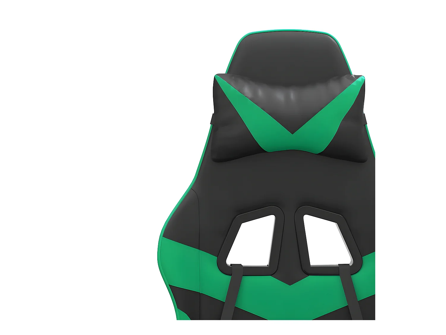 Cadeira gaming giratória c/ apoio pés couro artif. preto/verde