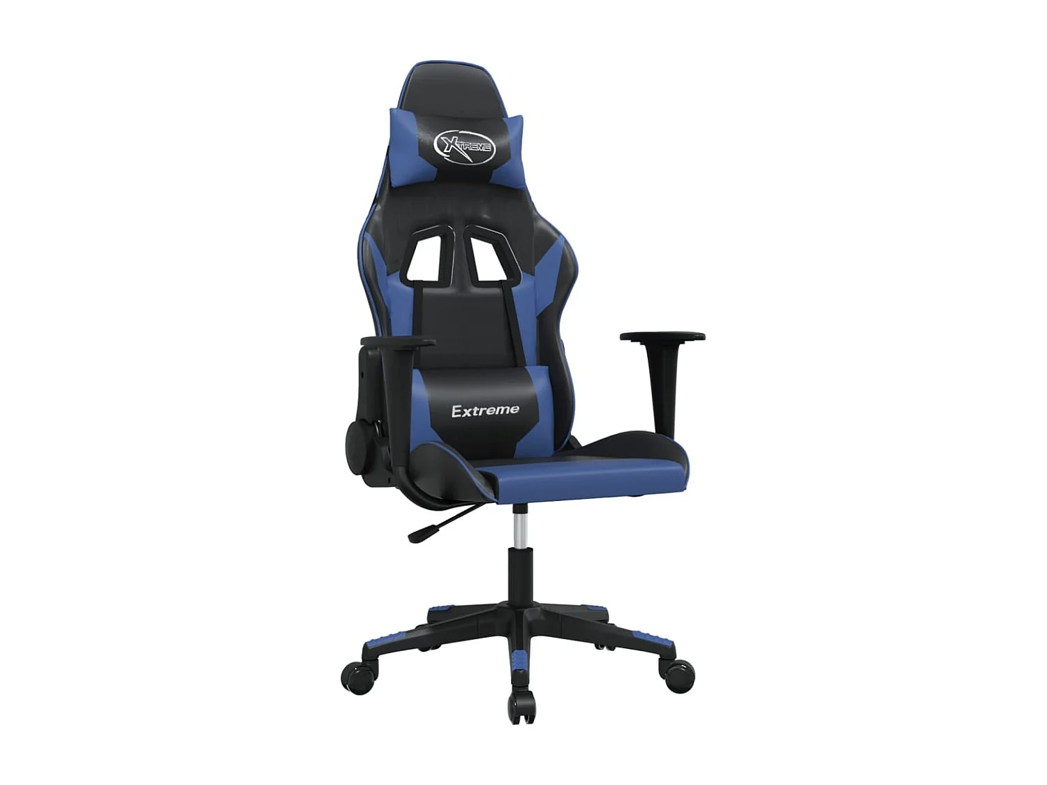 Cadeira gaming de massagens couro artificial preto e azul