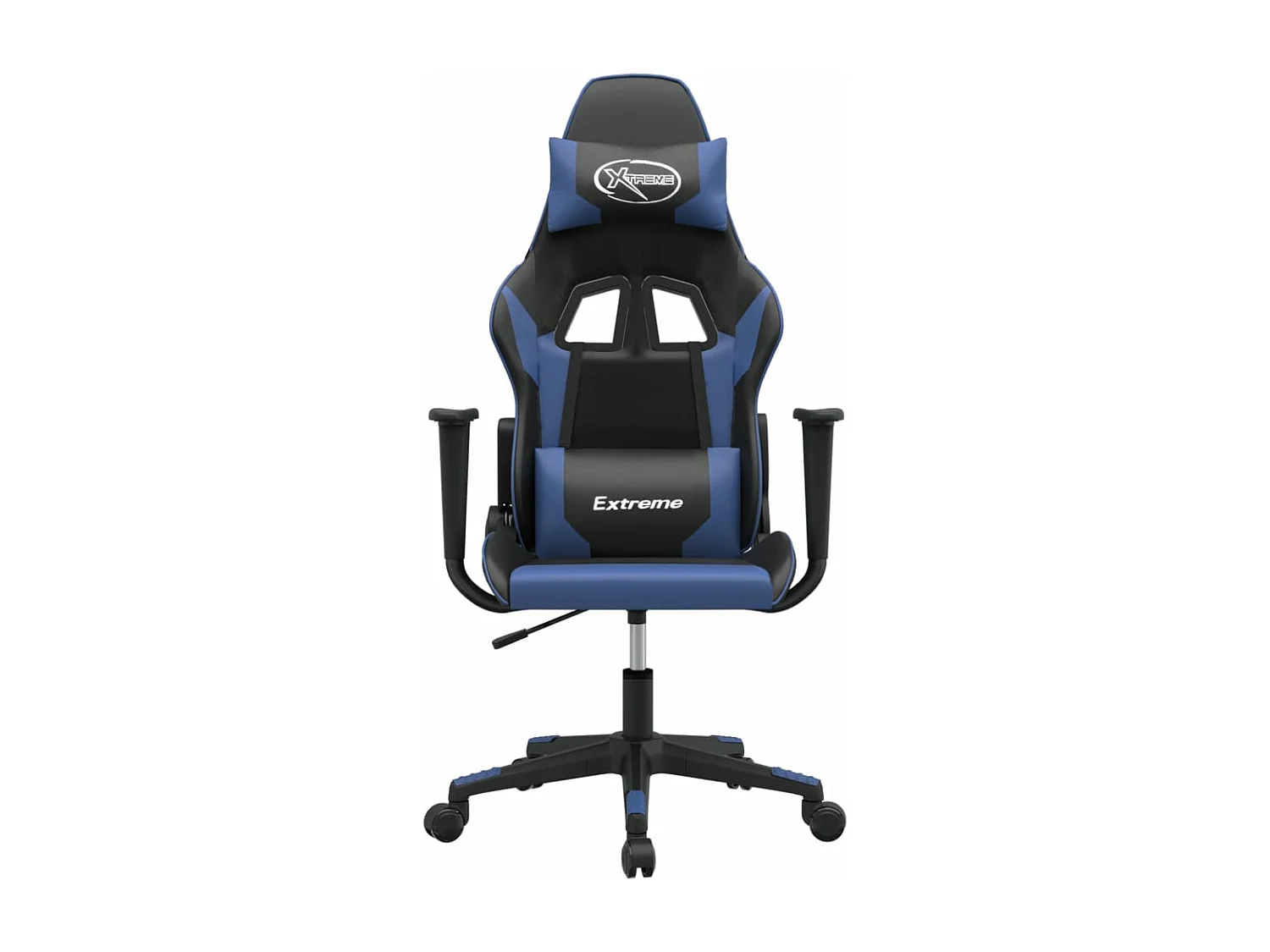 Cadeira gaming de massagens couro artificial preto e azul