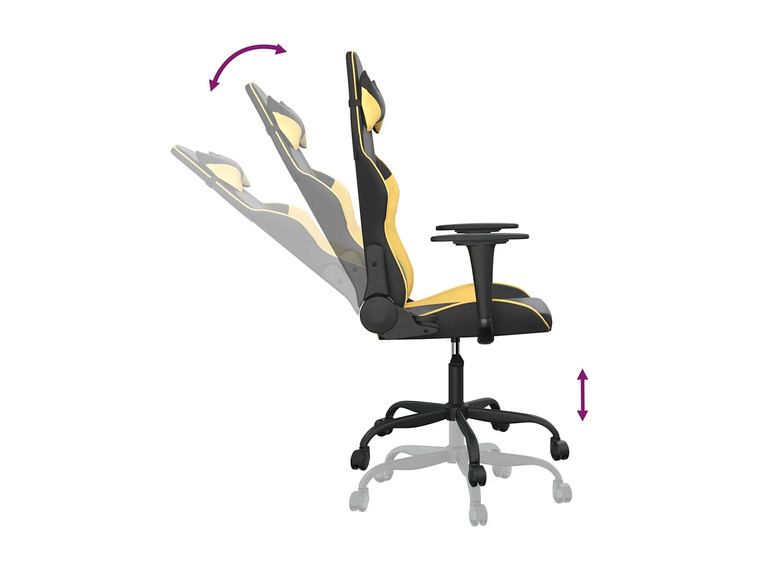 piezas Silla gaming cuero sintético negro y dorado