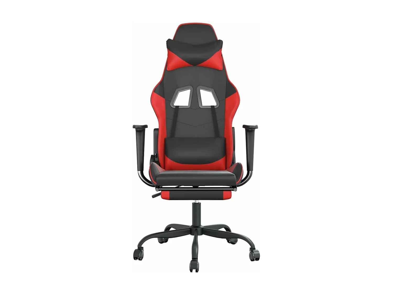 Chaise de jeu de massage avec repose-pied Noir&Rouge Similicuir