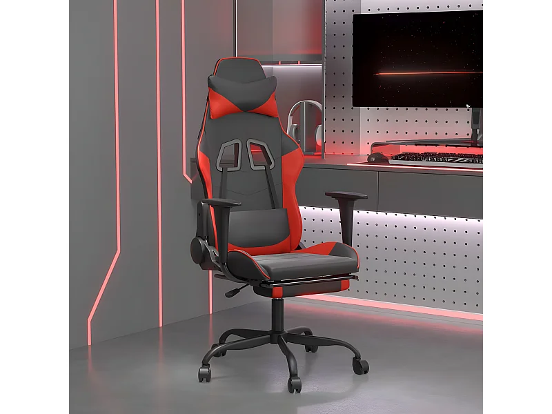 Chaise de jeu de massage avec repose-pied Noir&Rouge Similicuir