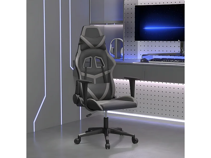 Chaise de jeu Noir et gris Similicuir