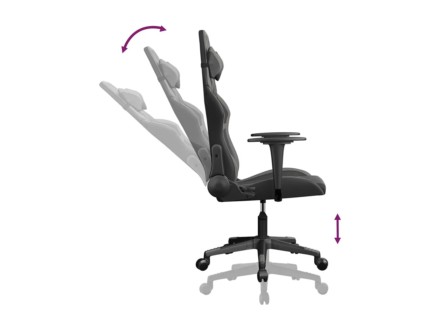 Cadeira gaming couro artificial preto e cinzento